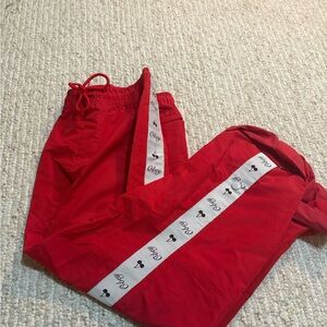 Red Track Pants with Logo Tape